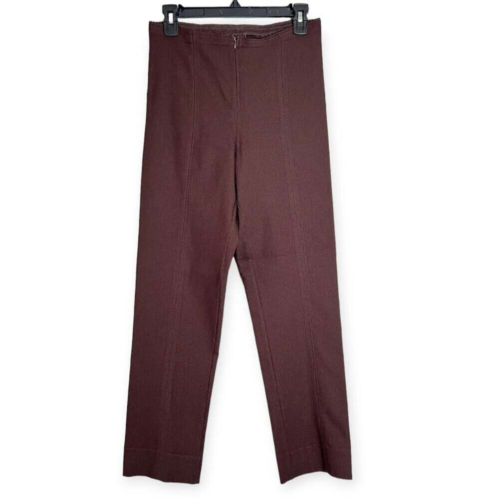 ANFC Collection High Rise Scalloped Pants SIZE 12 RUNS SMALL Maroon Brown